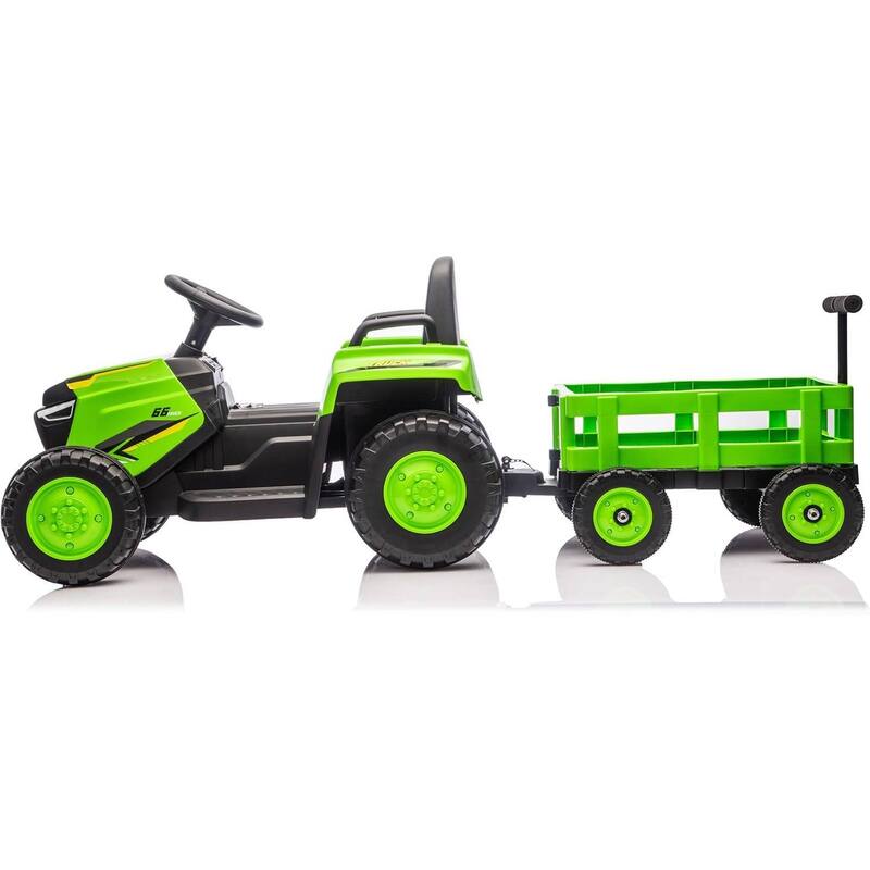 12V Electric Toddlers Ride on Tractor Toy with Detachable Garden Cart for Kids Best Gifts