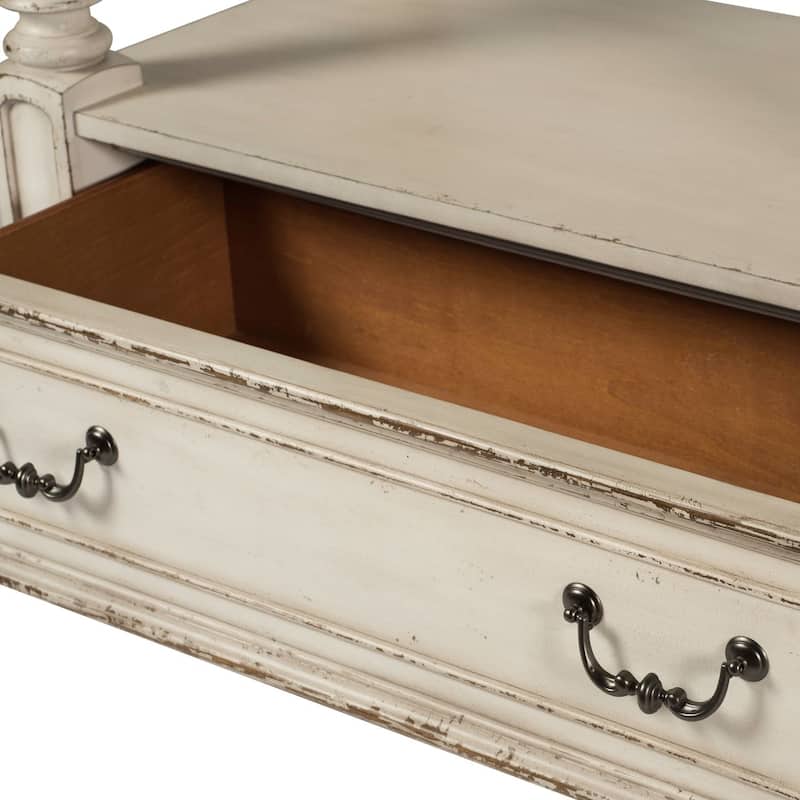 Magnolia Manor Antique White Weathered Bark Gathering Table
