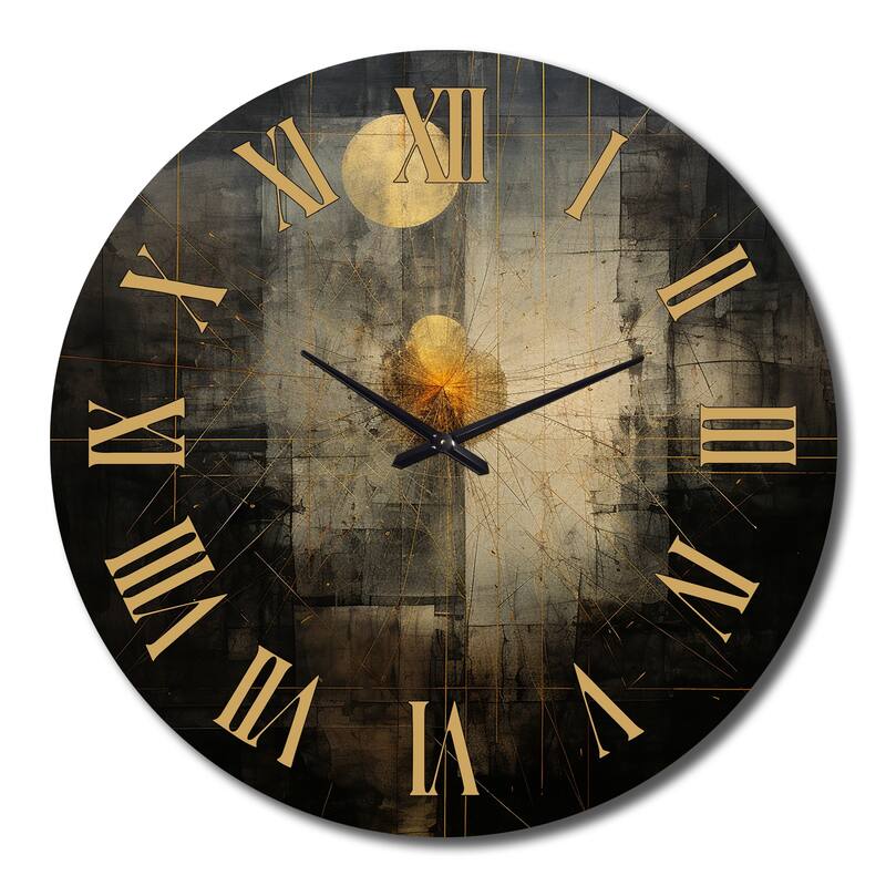 Designart "Full Moon Rising VIntage Illustration" Abstract Painting Oversized Wall Clock