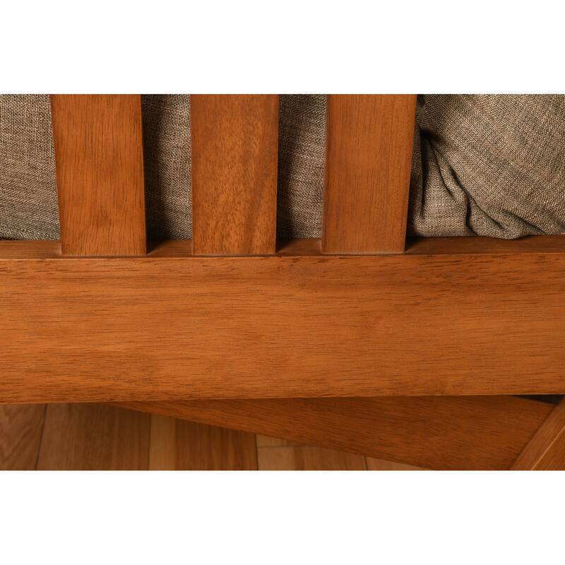 Porch & Den Kern Beli Grey/Brown Linen/Wood Futon Set