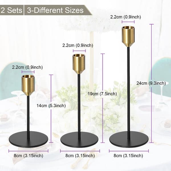 Candle Holders Set of 6 Taper Metal Gold and Black Long Candlestick ...