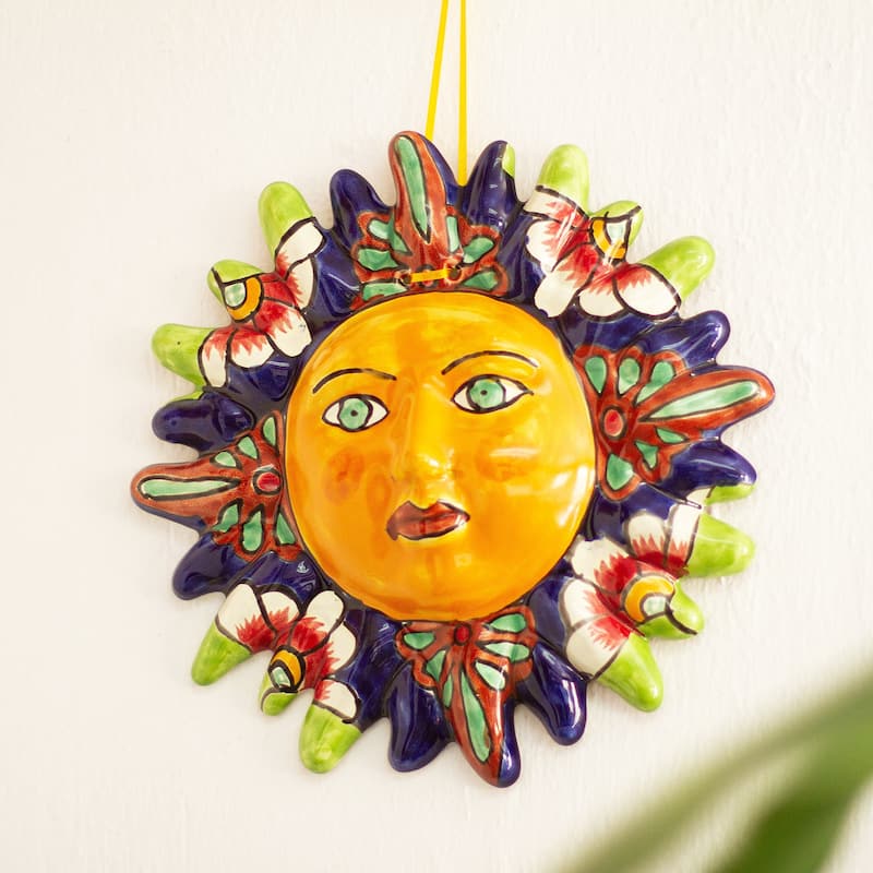 Novica Handmade Floral Sun Ceramic Wall Accent