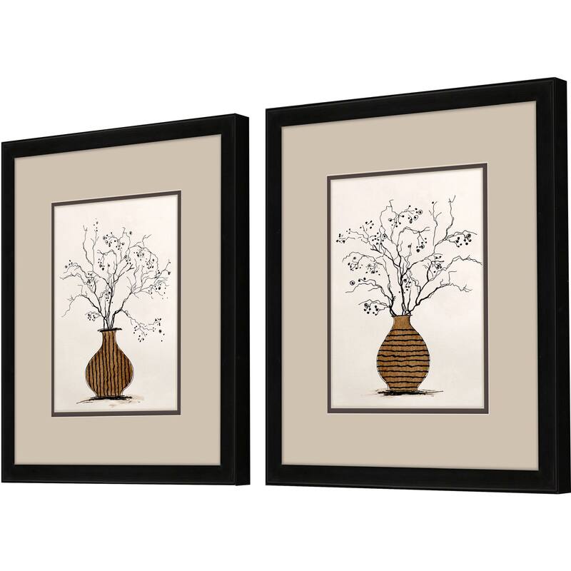 HomeRoots Set Of Two Branches in Urn Black Framed Wall Art