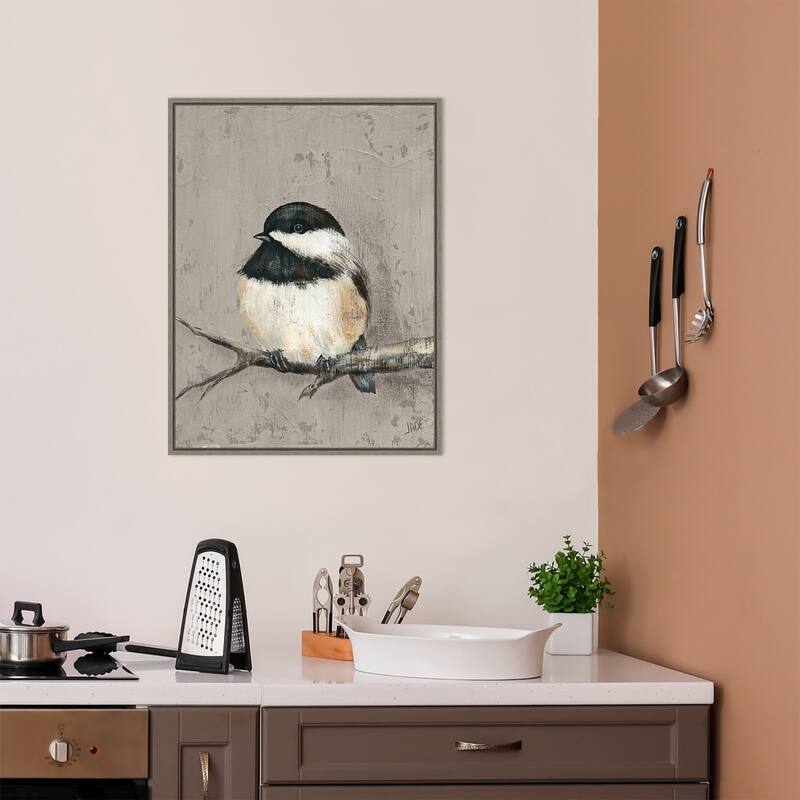 Winter Bird IV by Jade Reynolds Canvas Art Framed - Sylvie Greywash