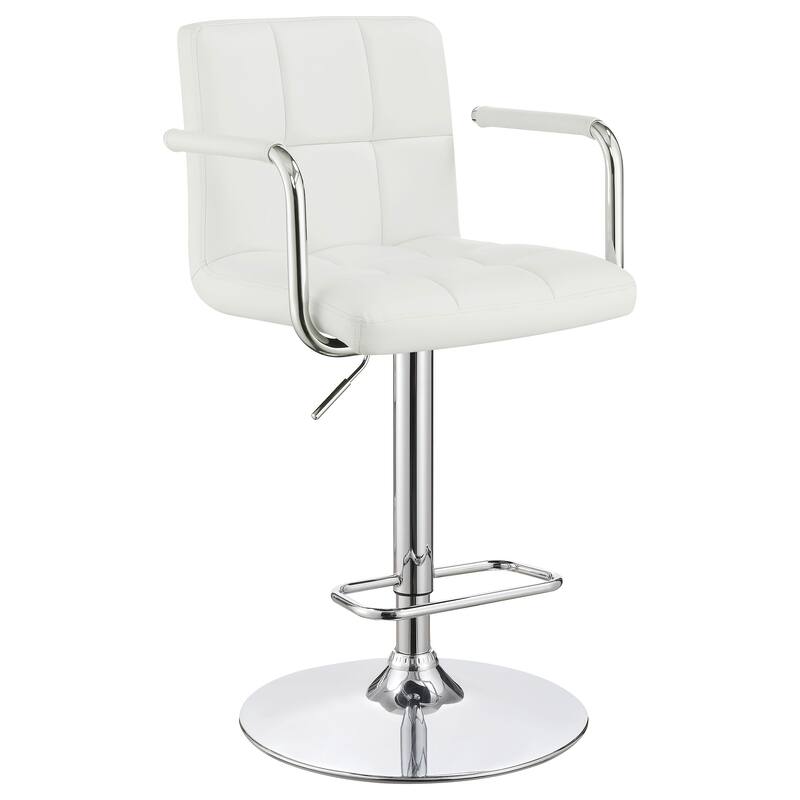 Letitia White Adjustable Height Bar Stool and Chrome