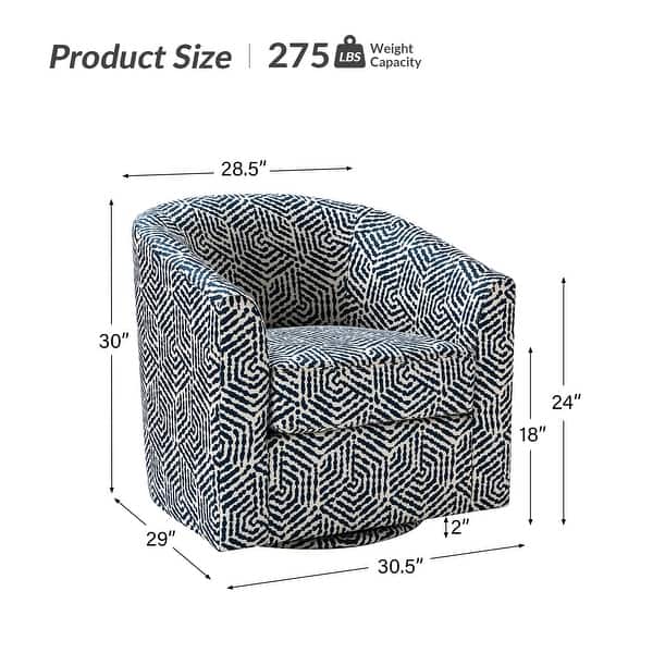 dimension image slide 0 of 10, Cuenca Modern Upholstered Barrel Chair with Swivel Base Set of 2