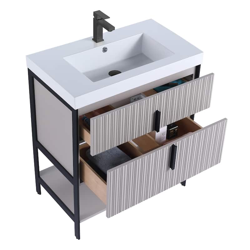 Fine Fixtures Serenity Modern Bathroom Vanity with White Gel Acrylic Top