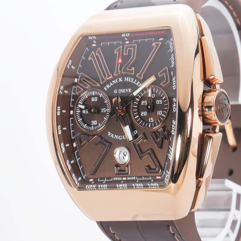 Franck Muller Vanguard 18k Rose Gold Chronograph 45mm Men's Watch - Brown
