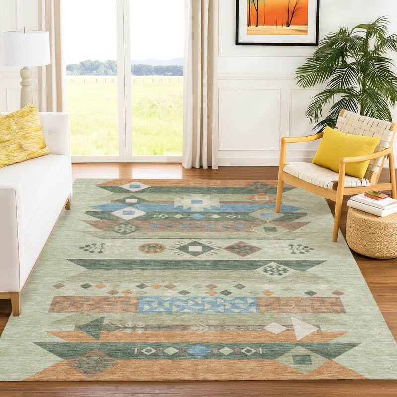 Machine Washable Indoor/ Outdoor Global Tuca Chantille Rug