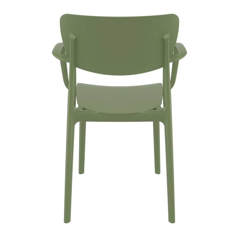 33" Olive Green Solid Stackable Patio Dining Arm Chair