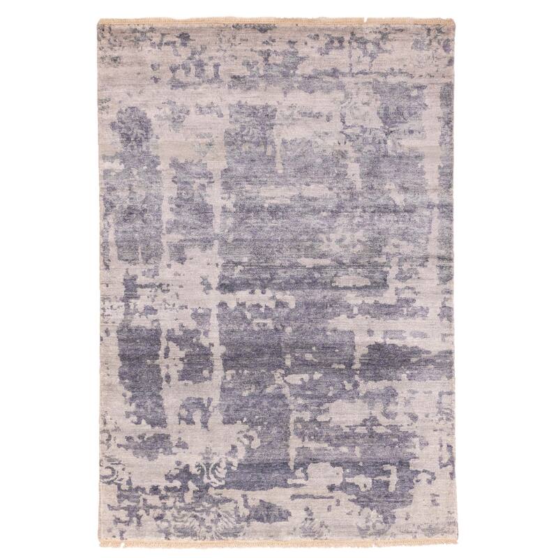 ECARPETGALLERY Hand-knotted Legacy Light Grey Silk Rug - 5'4 x 7'8