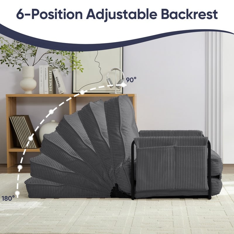 Mixoy Muti-Functional Folding Futon Sofa Bed Floor Sofa Bed，3-Seater Lazy Sofa with Pillows,6 Position Adjustable Backrest