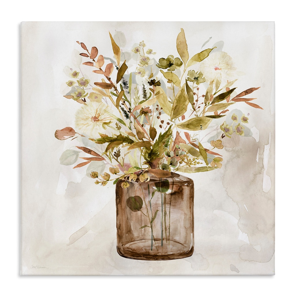 Stupell Earthy Mixed Botanicals Floral Blossoms Watercolor Detail Canvas Wall Art, Design by Carol Robinson