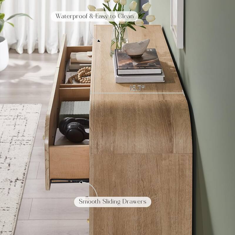 Modern Fluted 6 Drawers Dresser, Wood Chest of Drawers for Bedroom