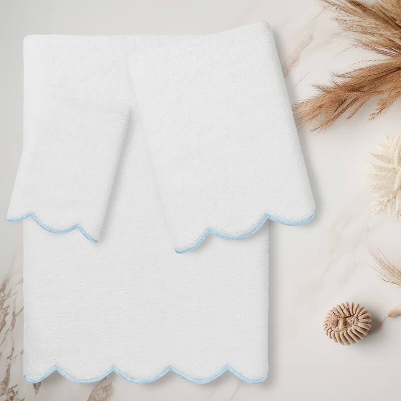 Authentic Hotel and Spa 100% Turkish Cotton ADORNIA Scallop Towel Set