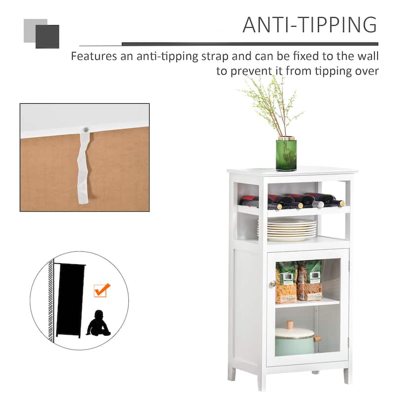 HOMCOM Wine Storage Cabinet with 4 Bottle Wine Rack, Open Shelf, Acrylic Door Cabinet with Adjustable Shelf