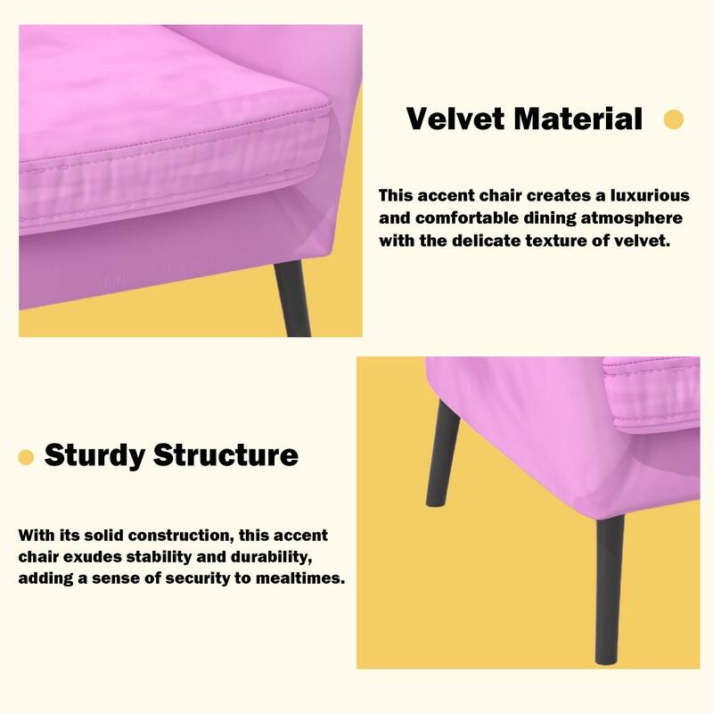 Tuft Velvet Living Room Thick Cushion Accent Chair (Set of 2)