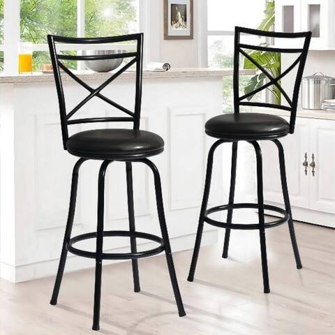 Counter Height Swivel Bar Stools with Metal Back, Set of 2