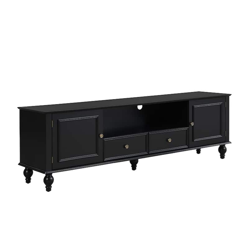 70.9" Modern TV Stand for 80" TVs - 2 Drawers, 2 Cabinets, Open Shelf, 5-Leg Media Console