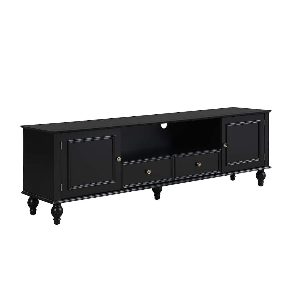 70.9''TV Stand for TVs up to 80 InchesOpen Compartment,TV Storage Cabinet with 2 Drawers,2 Cabinets and 5 Solid Legs