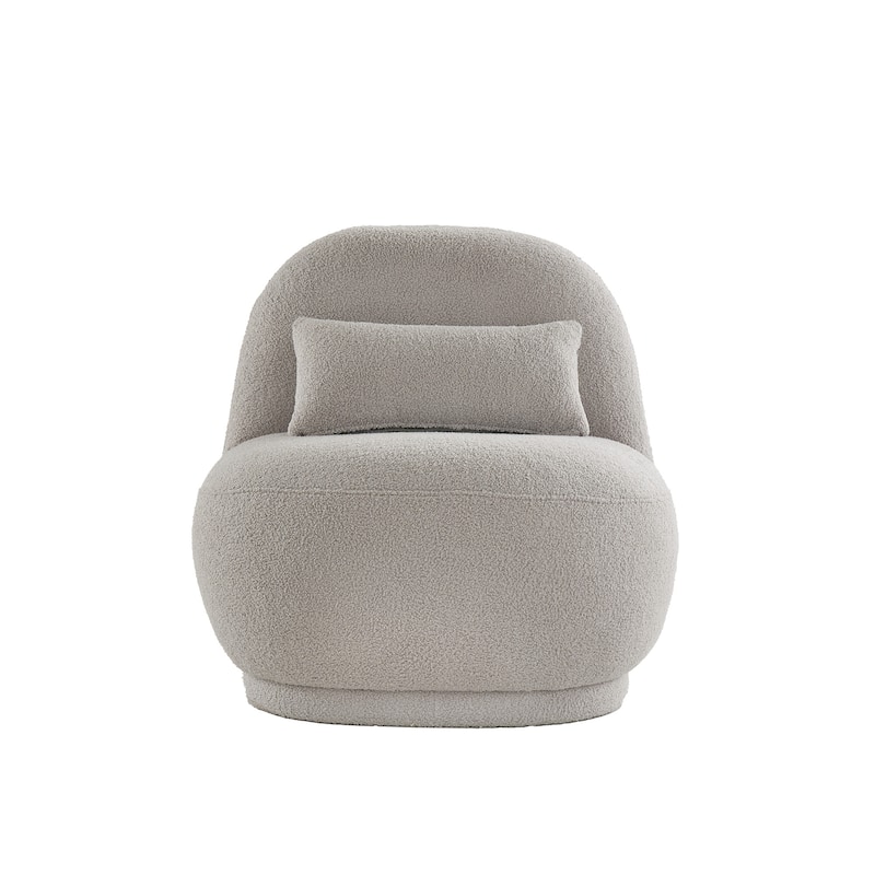 Willits Boucle Lounge Chair with Rounded Design and Lumbar Pillow by iNSPIRE Q Modern