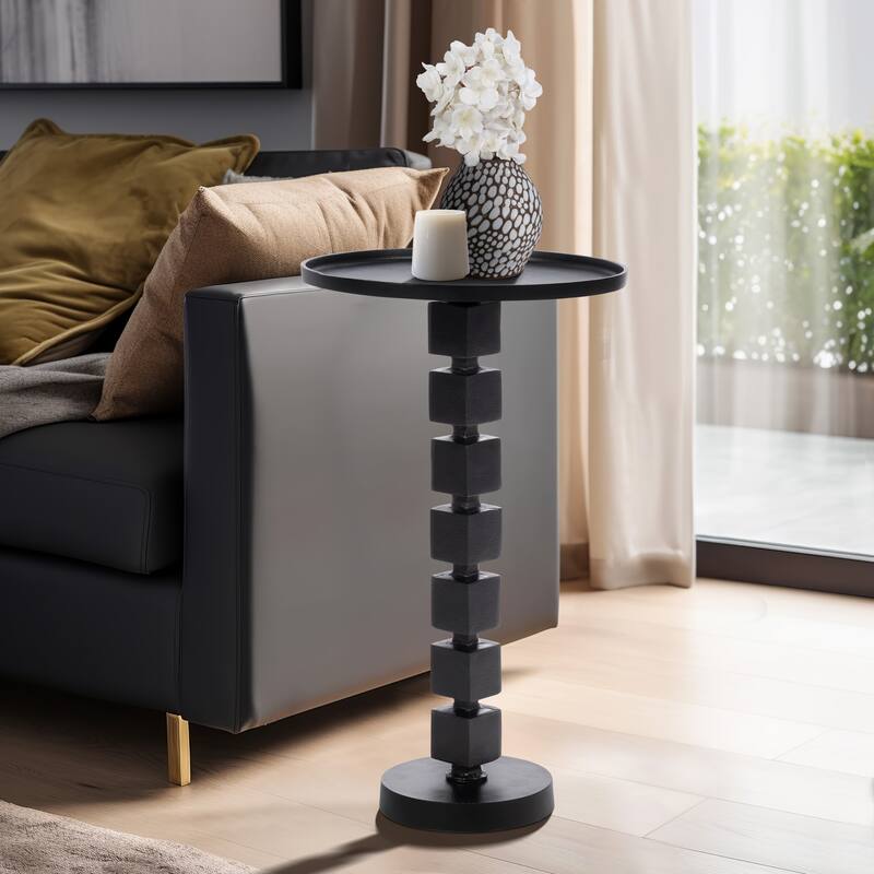 Sagebrook Home Aluminum Stacked Pedestal Accent Table - 15" x 15" x 26"