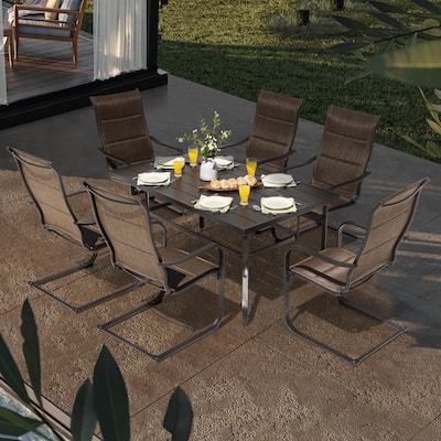 Outdoor 7-Piece Textilene Dining Set with 1.57'' Umbrella Hole