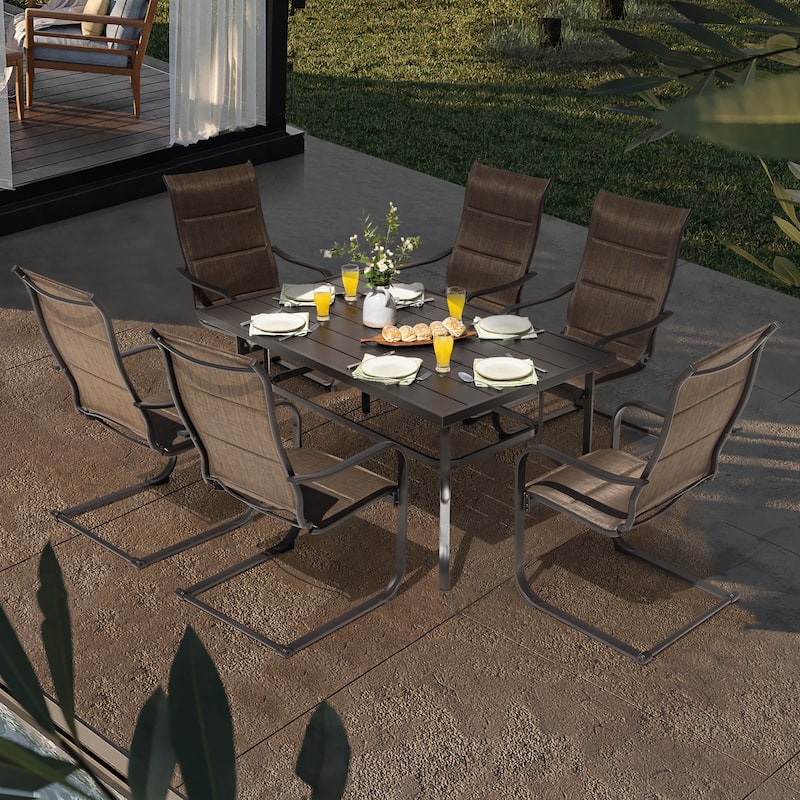Outdoor Textilene Dining Set with 1.57'' Umbrella Hole - 7pcs Set