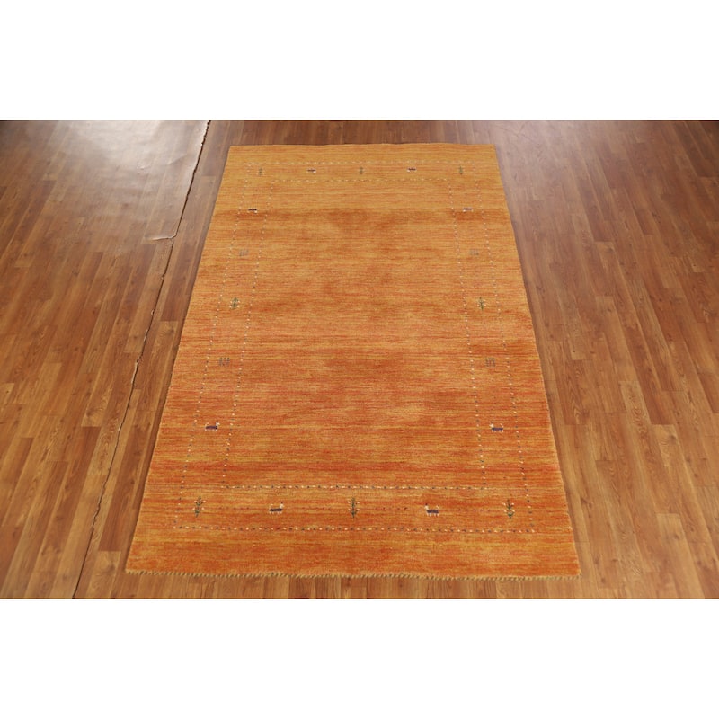 Hand Knotted Oriental 100% Wool Carpet Tribal Tribal Oranges & Rust Gabbeh Area Rug - 7' 8'' X 4' 11''