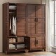 preview thumbnail 14 of 14, 72in Armoire Wardrobe Closet with 4 Doors and Hanging Rod, Freestanding Tall Storage Cabinet with Adjustable Shelves