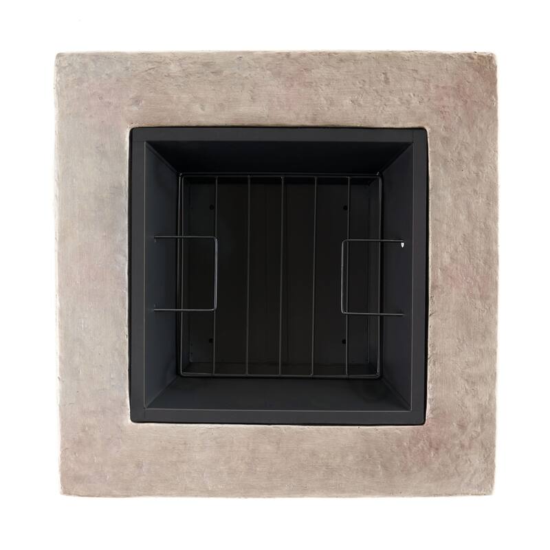 28.7 in. W x 22 in. H Stone Square Wood Burning Outdoor Fire Pit