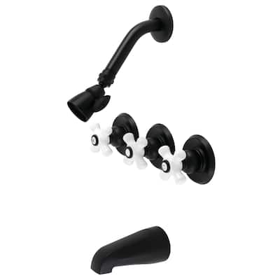 Kingston Brass Victorian Three-Handle Tub and Shower Faucet