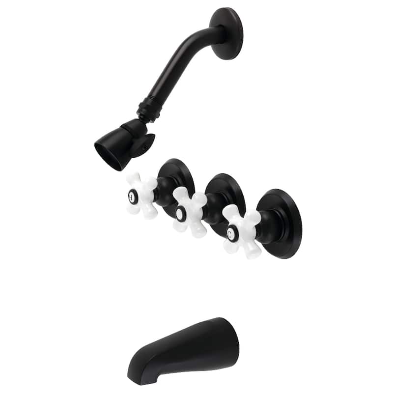Victorian Three-Handle Tub and Shower Faucet - Matte Black