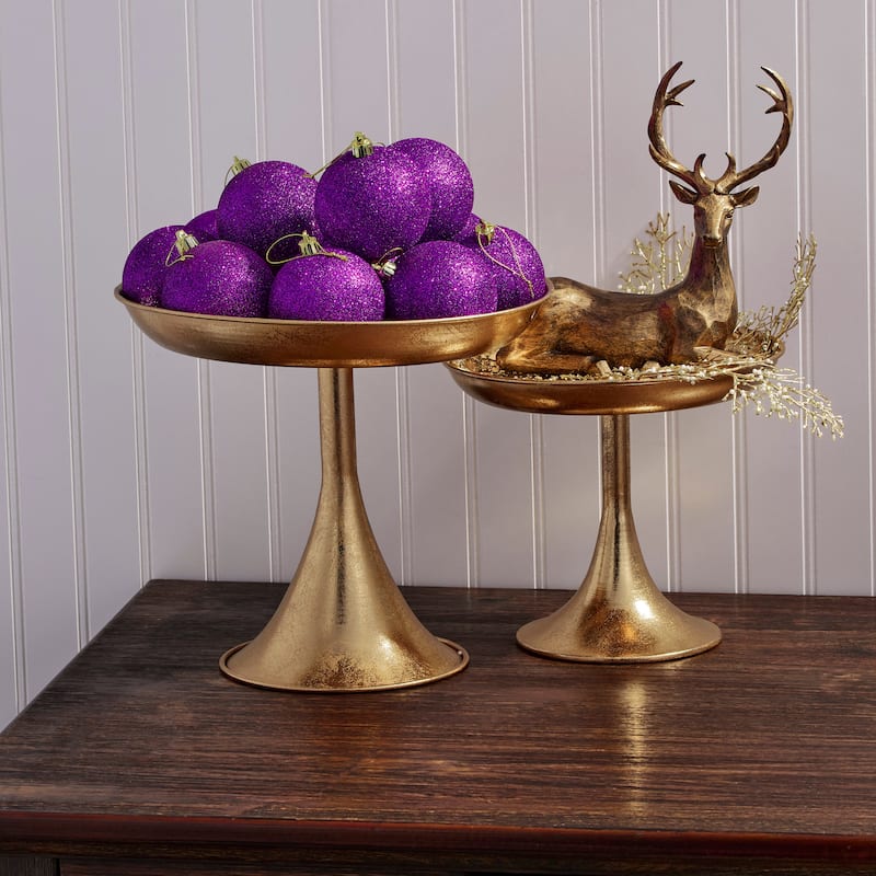 80mm Shatterproof Plastic Glitter Ball Set of 2 - Purple