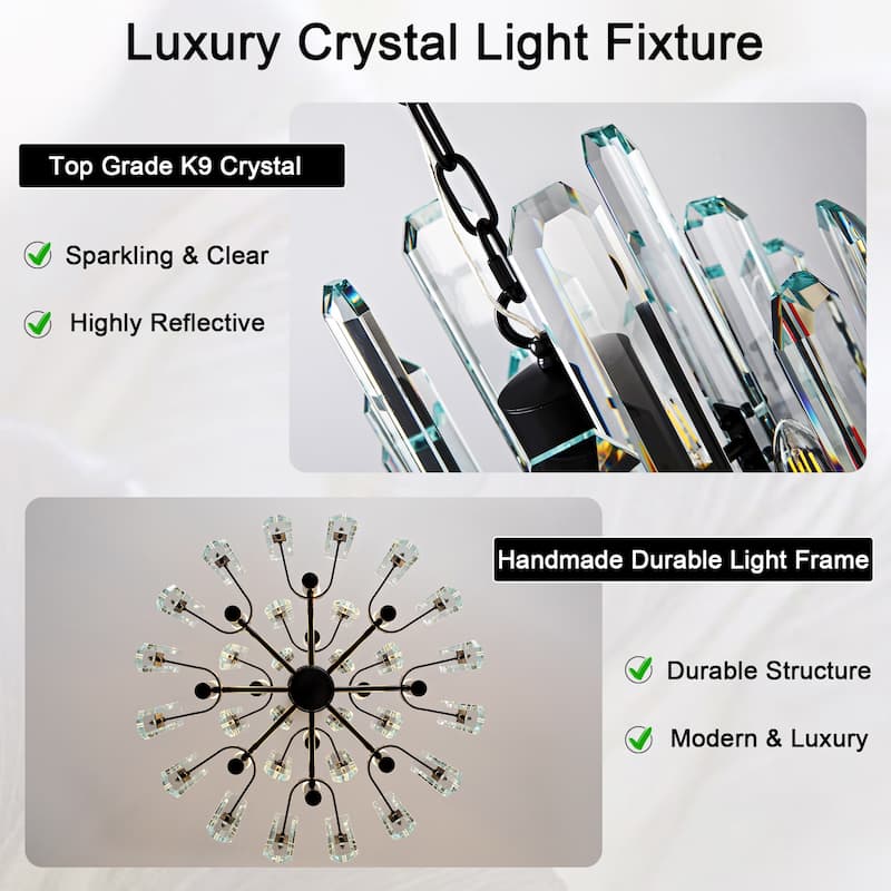 KAYLA 24- 54in Modern Luxury Crystal Chandelier Lighting - LED Ceiling Light Fixture
