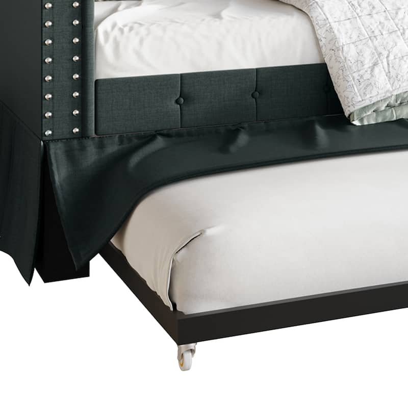 CraftPorch Twin Size Chesterfield Daybed In Linen With Trundle
