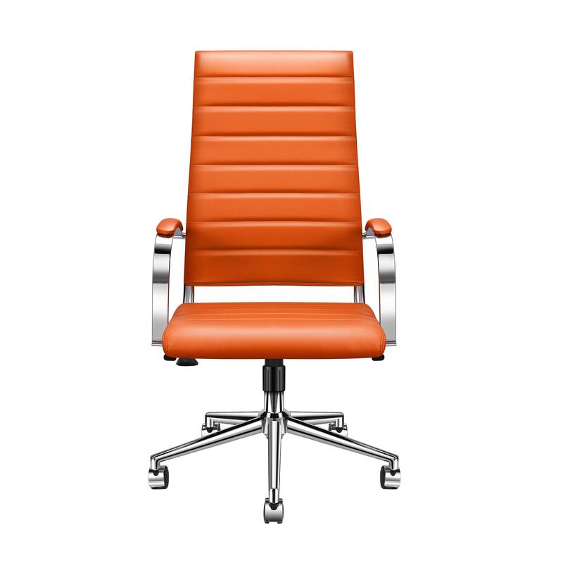 LUXMOD® Office Chair Faux Leather Silver Frame Adjustable and Swivel