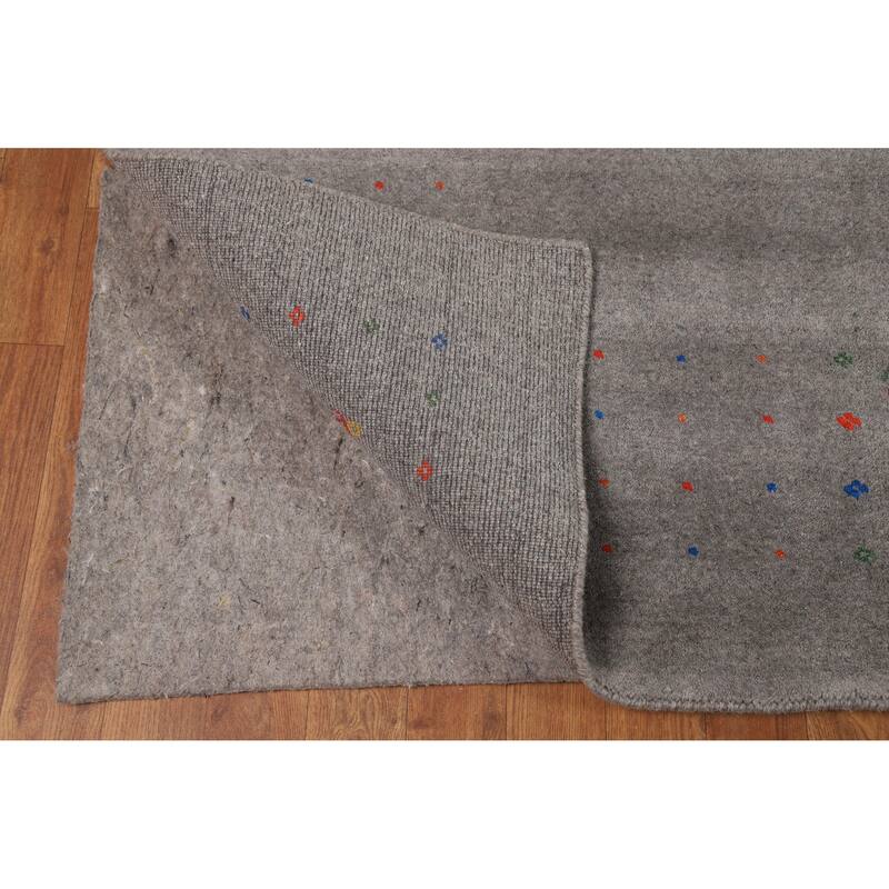 Gray Tribal Gabbeh Oriental Area Rug Handmade Wool Carpet - 8'1" x 9'8"