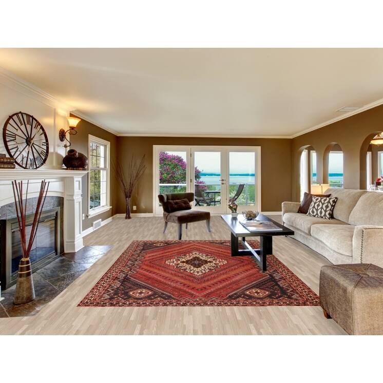 Vegetable Dye Tribal Shiraz Persian Rug Handmade Vintage Wool Carpet - 6'11"x 9'11"