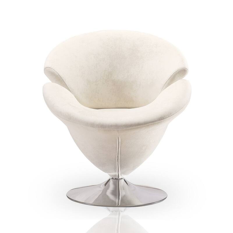 Manhattan Comfort Tulip Velvet Swivel Accent Chair - White