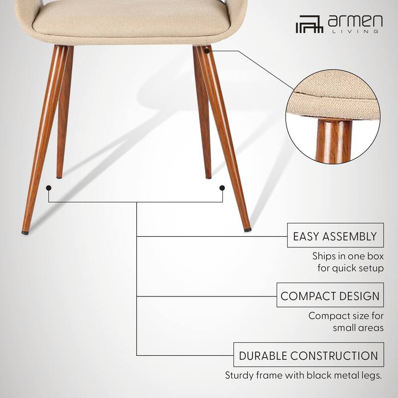 Armen Living Panda Walnut Wood Mid-Century Dining Chair