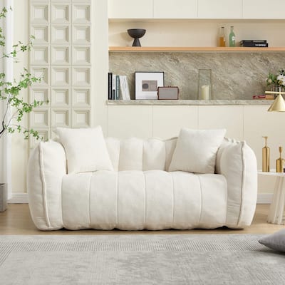 Soft Bean Bag Chair for Adults, Cozy Lazy Bean Bag Sofa, 2 Seat with Armrests for Home