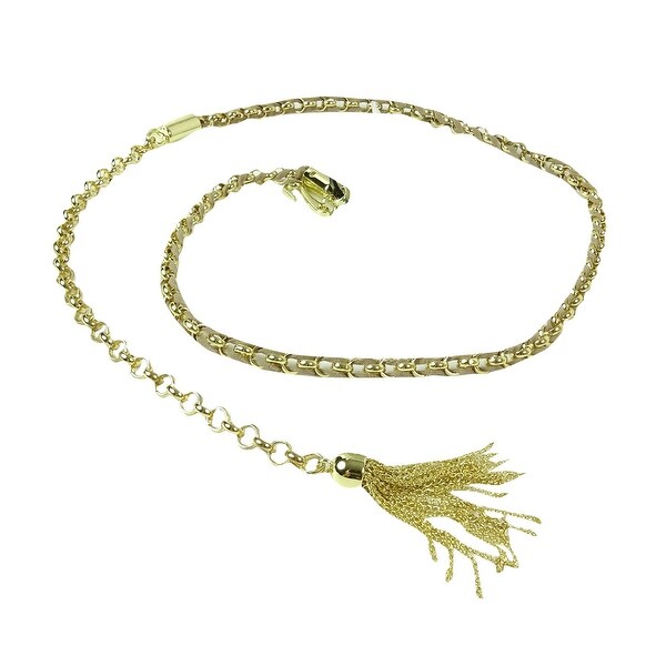 Style & Co. Women's Suede Woven Linked Chain Tassel Belt