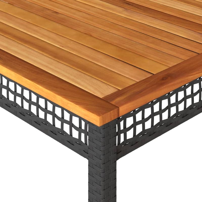 vidaXL Patio Table Furniture Outdoor Garden Backyard Poly Rattan Acacia Wood