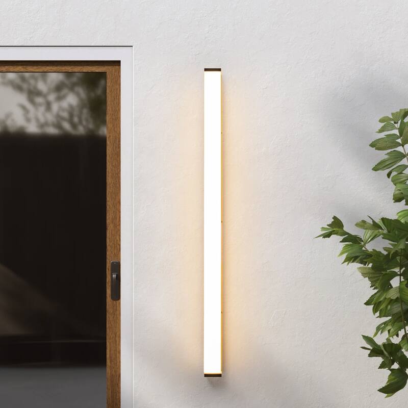 39.3 in. Modern Linear Long Strip LED Wall Sconce Black Outdoor Wall Lights/Flush Mount Patio Lights - 39.3 in. W x 2.1 in. H x 3.3 in. D - Black