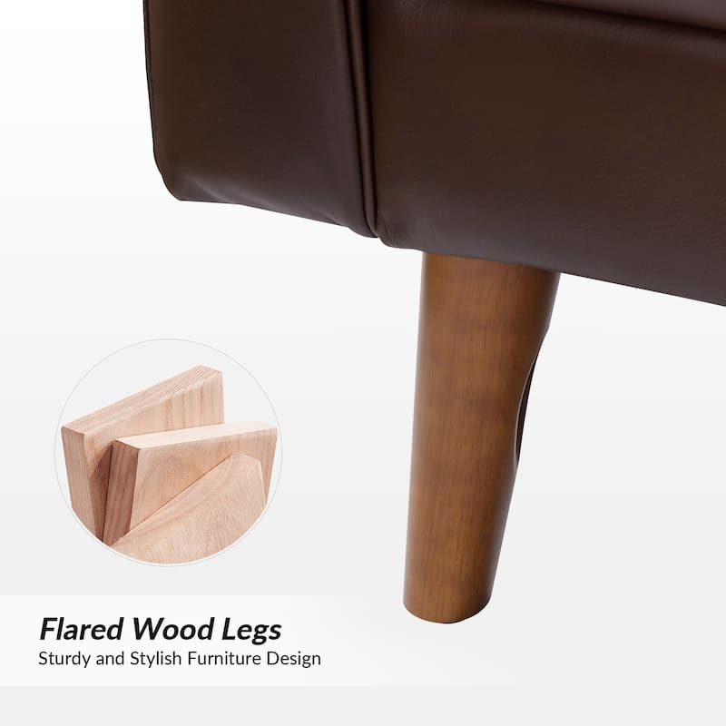 Elizabeth Mid-century Genuine Leather Arm Chair by HULALA HOME