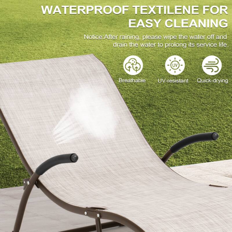 Crestlive Products Outdoor Aluminum Chaise Lounge Chair with Adjustable Backrest