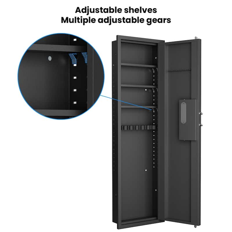 53"Fingerprint Touch Panel In-Wall Safe,Hidden Wall Gun Safe for Rifle