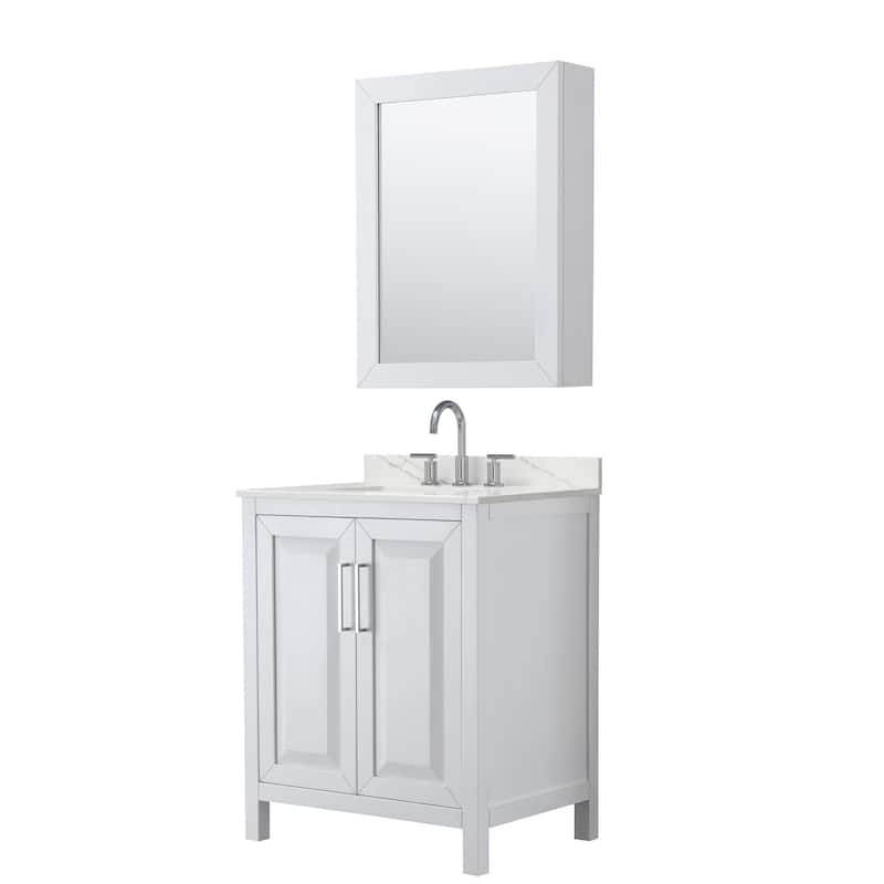 Wyndham Collection WCV252530S-QTZ-US3MED Daria 30" Free Standing - White / Giotto Quartz Top / Polished Chrome