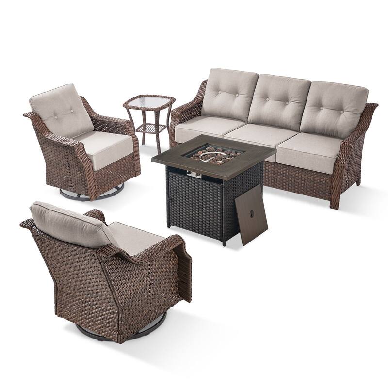 Outdoor Furniture Set with Propane Gas Fire Pit Table